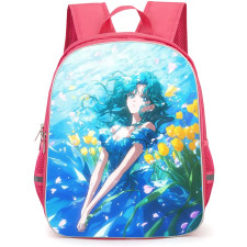 Sailor Moon Sailor Neptune Backpack StudentPack - Sailor Moon Sailor Neptune and Yellow Tulip Flowers Anime Art