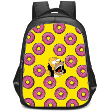 The Simpsons Homer Backpack StudentPack - Homer Avatar On Doughnut Pattern Art Yellow Background