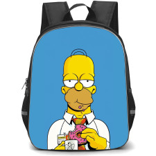 The Simpsons Homer Backpack StudentPack - Homer Eating Doughnut On Blue Background