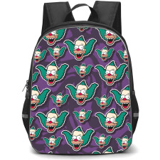 The Simpsons Krusty The Clown Backpack StudentPack - Krusty The Clown Avatar Pattern Art Purple Background