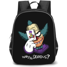 The Simpsons Krusty The Clown Backpack StudentPack - Krusty The Clown Holding Card Why So Serious