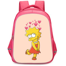 The Simpsons Lisa Backpack StudentPack - Lisa Standing And Love Emoji On Beige Background