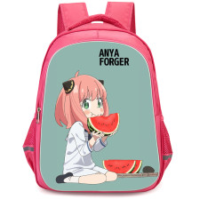 Spy X Family Anya Forger Backpack StudentPack - Anya Forger Eating Watermelon On Green Background