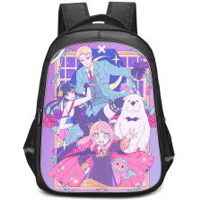 Spy X Family Backpack StudentPack - Spy X Family Graphic Illustration Art On Purple Background