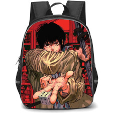 Sakamoto Days Yoichi Nagumo Backpack StudentPack - Yoichi Nagumo Holding Dice On Red Background