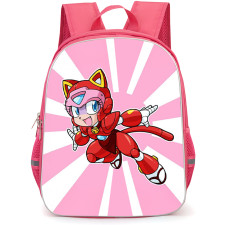 Samurai Pizza Cats Polly Esther Backpack School Bag StudentPack - Samurai Pizza Cats Polly Esther Flying On Pink White Background