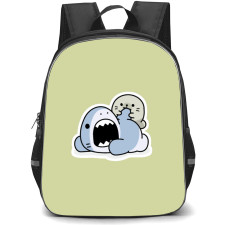 Samezu Shark Backpack StudentPack - Samezu Shark Characters Biting Tail Sticker Art