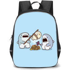 Samezu Shark Backpack StudentPack - Samezu Shark Characters Cooking Blue Background