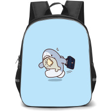 Samezu Shark Backpack StudentPack - Samezu Shark Characters Running Pose Blue Background