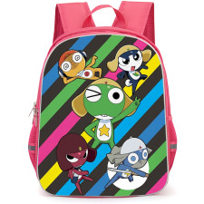 Sgt Frog Backpack School Bag StudentPack - Sgt Frog Characters Illustration Art On Colorful Stripe Background