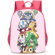 Sgt Frog Backpack School Bag StudentPack - Sgt Frog Characters On Pink Background