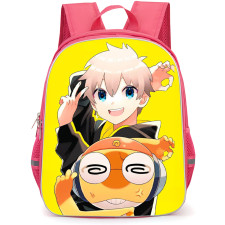 Sgt Frog Backpack School Bag StudentPack - Sgt Frog Mutsumi Houjou And Alferez Kururu Portrait Art On Yellow Background
