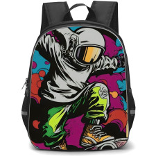 Skating Case Backpack StudentPack - Astronaut Skateboarding Cartoon Art