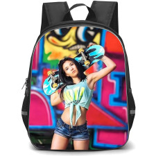 Skating Case Backpack StudentPack - Girl Holding Skateboard Illustration