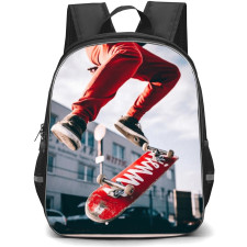 Skating Case Backpack StudentPack - Red Skateboard Tricks Illustration