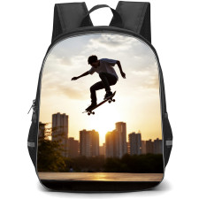 Skating Case Backpack StudentPack - Skateboarding in City Sky Background