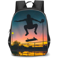 Skating Case Backpack StudentPack - Skateboarding Silhoutte Sunset Background