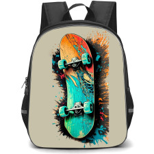 Skating Case Backpack StudentPack - Skateboard Watercolor Art