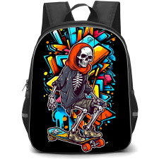 Skating Case Backpack StudentPack - Skull Skateboarding Cartoon Art