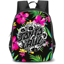 Skating Santa Cruz Case Backpack StudentPack - Santa Cruz Black And White Logo Flowers Background