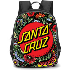 Skating Santa Cruz Case Backpack StudentPack - Santa Cruz Red Logo Flowers Background