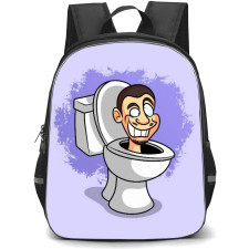 Skibidi Toilet Backpack StudentPack - Skibidi Toilet Cartoon Art On Purple Background