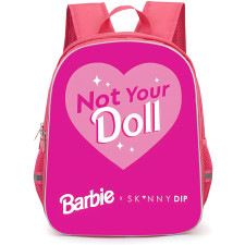 SkinnyDip Barbie Backpack School Bag StudentPack - Barbie x Skinnydip Not Your Doll Heart Pink Feminist Poster