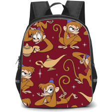 SkinnyDip Disney Backpack School Bag StudentPack - Disney x Skinnydip Aladdin Abu Monkey Burgundy Cartoon Pattern Art Poster