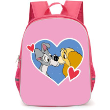 SkinnyDip Disney Backpack School Bag StudentPack - Disney x Skinnydip Lady And Tramp Heart Frame On Pink Background
