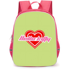 SkinnyDip Hello Kitty Backpack School Bag StudentPack - Hello Kitty x Skinnydip Retro Heart Logo On Lime Green Background