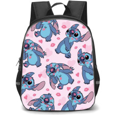 SkinnyDip Stitch Backpack School Bag StudentPack - Stitch x Skinnydip Kiss Heart Pink Cute Pattern Art Poster