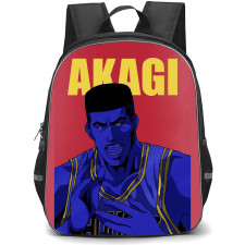 Slam Dunk Akagi Takenori Backpack StudentPack - Slam Dunk Akagi Takenori Blue Portrait Illustration On Red Background
