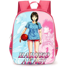 Slam Dunk Haruko Akagi Backpack StudentPack - Slam Dunk Haruko Akagi Standing and Carrying Basketball Poster