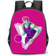 Slam Dunk Sakuragi Hanamichi Backpack StudentPack - Slam Dunk Sakuragi Hanamichi Dribbling Sticker On Pink Background