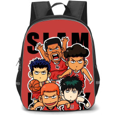 Slam Dunk Backpack StudentPack - Slam Dunk Shohoku Chibi Characters On Red Background