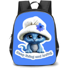 Smurf Cat Backpack StudentPack - Keep Living and Loving Smurf Cute Cat