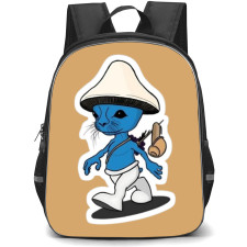 Smurf Cat Backpack StudentPack - Smurf Look Mushroom Head and a Cat Face