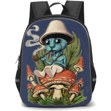 Smurf Cat Backpack StudentPack - Smurfcat Chilling Over a Mushroom