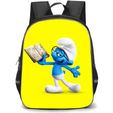 The Smurfs Brainy Smurf Backpack StudentPack - Brainy Holding Book Yellow Background