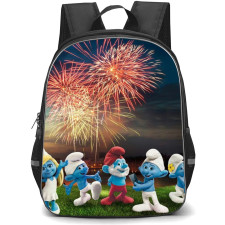 The Smurfs Backpack StudentPack - Characters Enjoying Fireworks Background