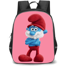 The Smurfs Papa Smurf Backpack StudentPack - Papa Cross Arms Pink Background