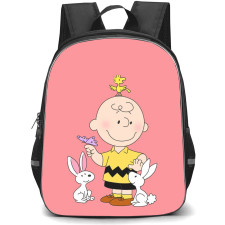 Snoopy School Backpack StudentPack - Charlie And Woodstock Petting An Animal
