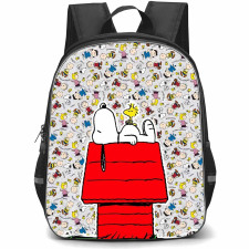 Snoopy School Backpack StudentPack - Laying Down In Characters Pattern Background