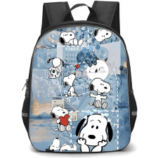 Snoopy School Backpack StudentPack - Vibes Collage In Blue Background