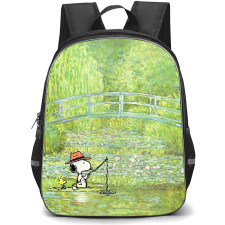Snoopy School Backpack StudentPack - Woodstock And Snoopy Fishing