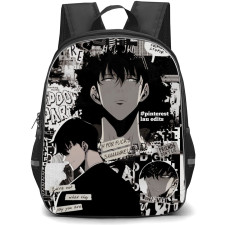 Solo Leveling Sung Jinwoo Backpack StudentPack - Sung Jinwoo Black And White Collage