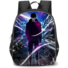 Solo Leveling Sung Jinwoo Backpack StudentPack - Sung Jinwoo Portrait Chains Background