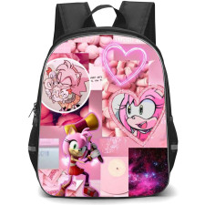 Sonic The Hedgehog Amy Rose School Backpack StudentPack - Amy Rose Collage Pink Background