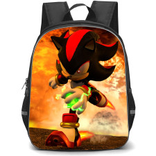 Sonic The Hedgehog Shadow The Hedgehog School Backpack StudentPack - Shadow The Hedgehog Running Fire Background