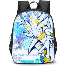 Sonic The Hedgehog Silver The Hedgehog School Backpack StudentPack - Silver The Hedgehog Collage Blue Background